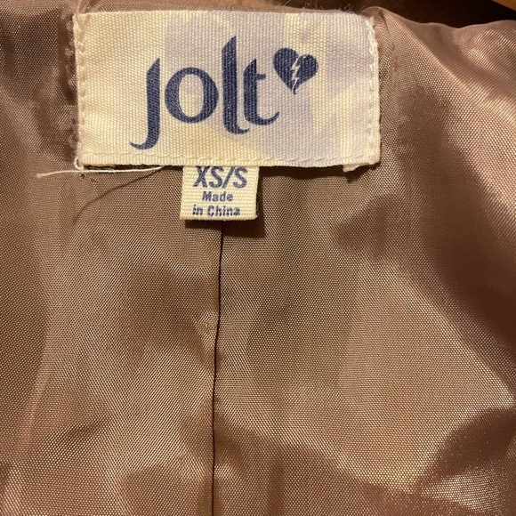 Jolt Sz S/XS Collared Cape Coat Tan Button Front and Button Sides - Picture 4 of 5